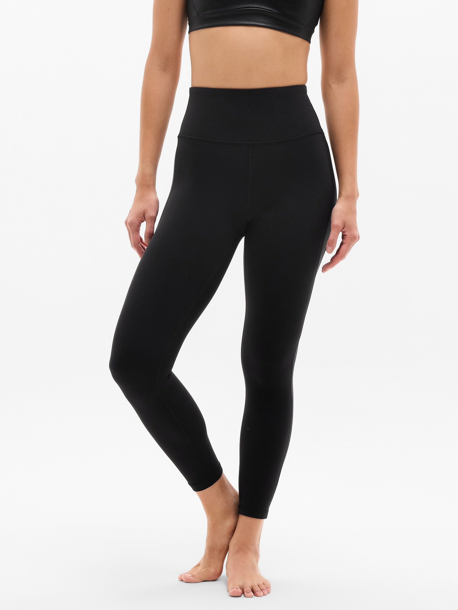 Athleta Elation Ultra High Rise Shine Sport Stripe 7/8 Legging In Black