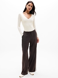 BodyMove Plunge Long Sleeve Bodysuit - Beige - View 16