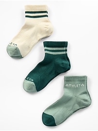 Image number 1 showing, Athleta Girl Everyday Quarter Crew Sock 3-Pack