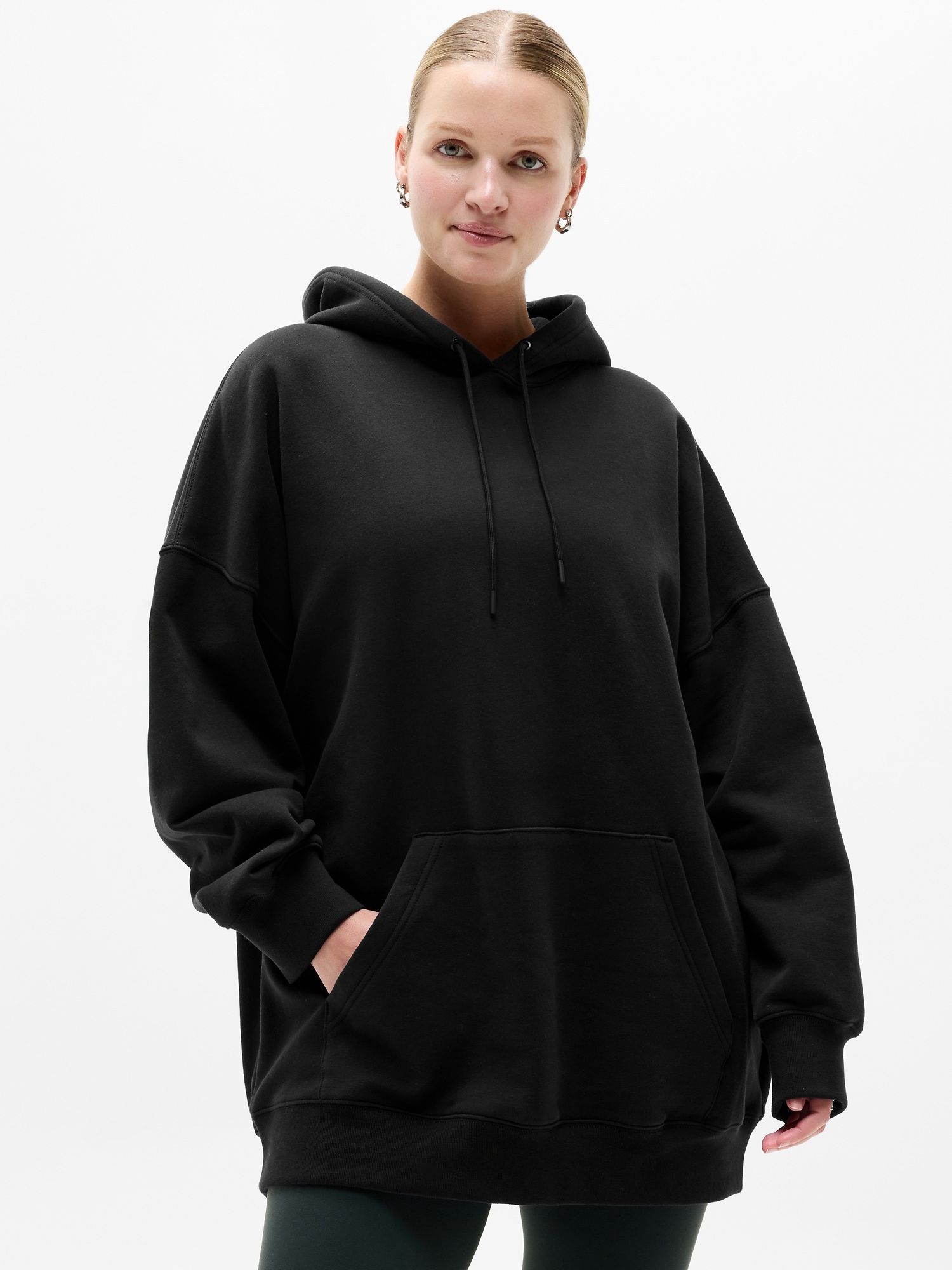 Athleta Forever Fleece Hoodie In Black