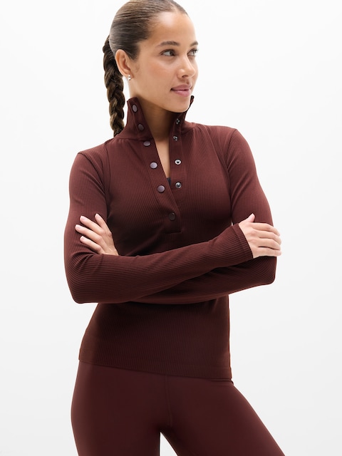 Flurry Seamless Henley - Garnet