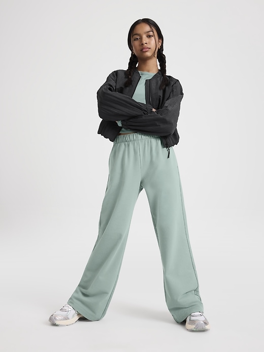 Image number 1 showing, Athleta Girl All Day Wide Leg Terry Pant