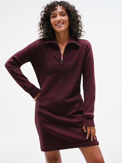 Cozy Karma 1/2 Zip Dress - Garnet
