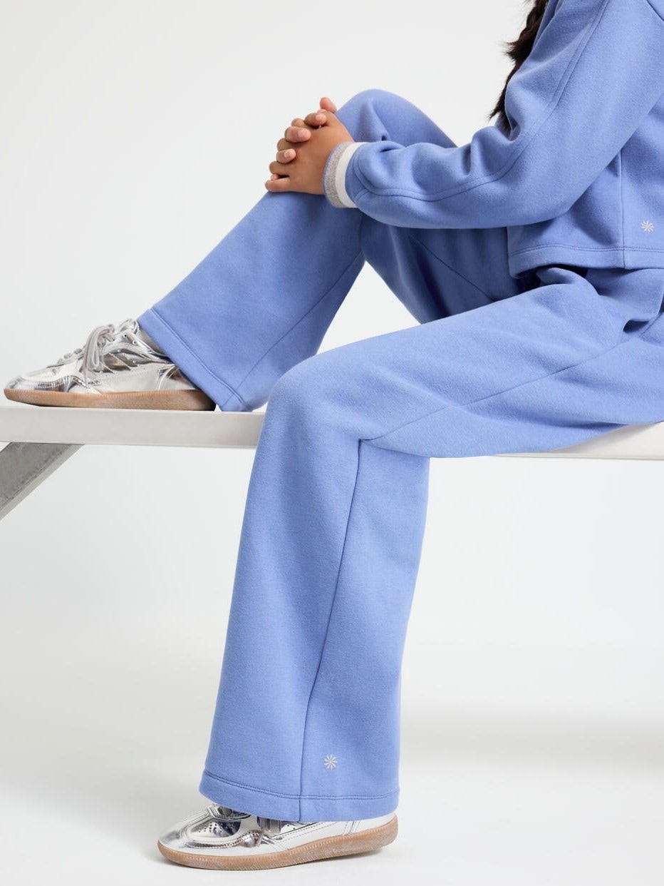 Athleta Girl All Day Sparkle Rib Wide Fleece Leg Pant