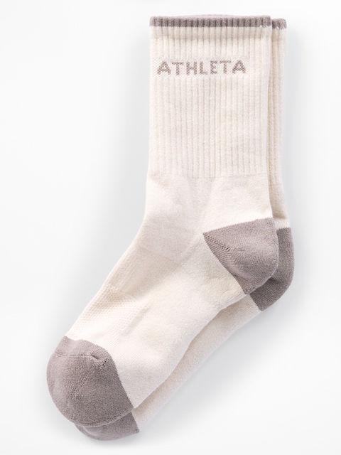 Athleta Colorblock Everyday Crew Sock - Pelican Cream/Mortar Mushroom