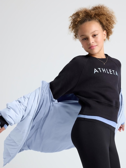 Athleta Girl All Day Crewneck Sweatshirt - Black Logo