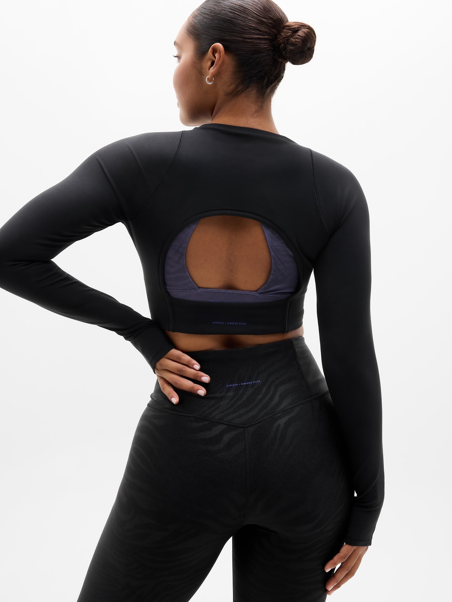 Athleta Simone Biles Transcend Open Back Top In Black