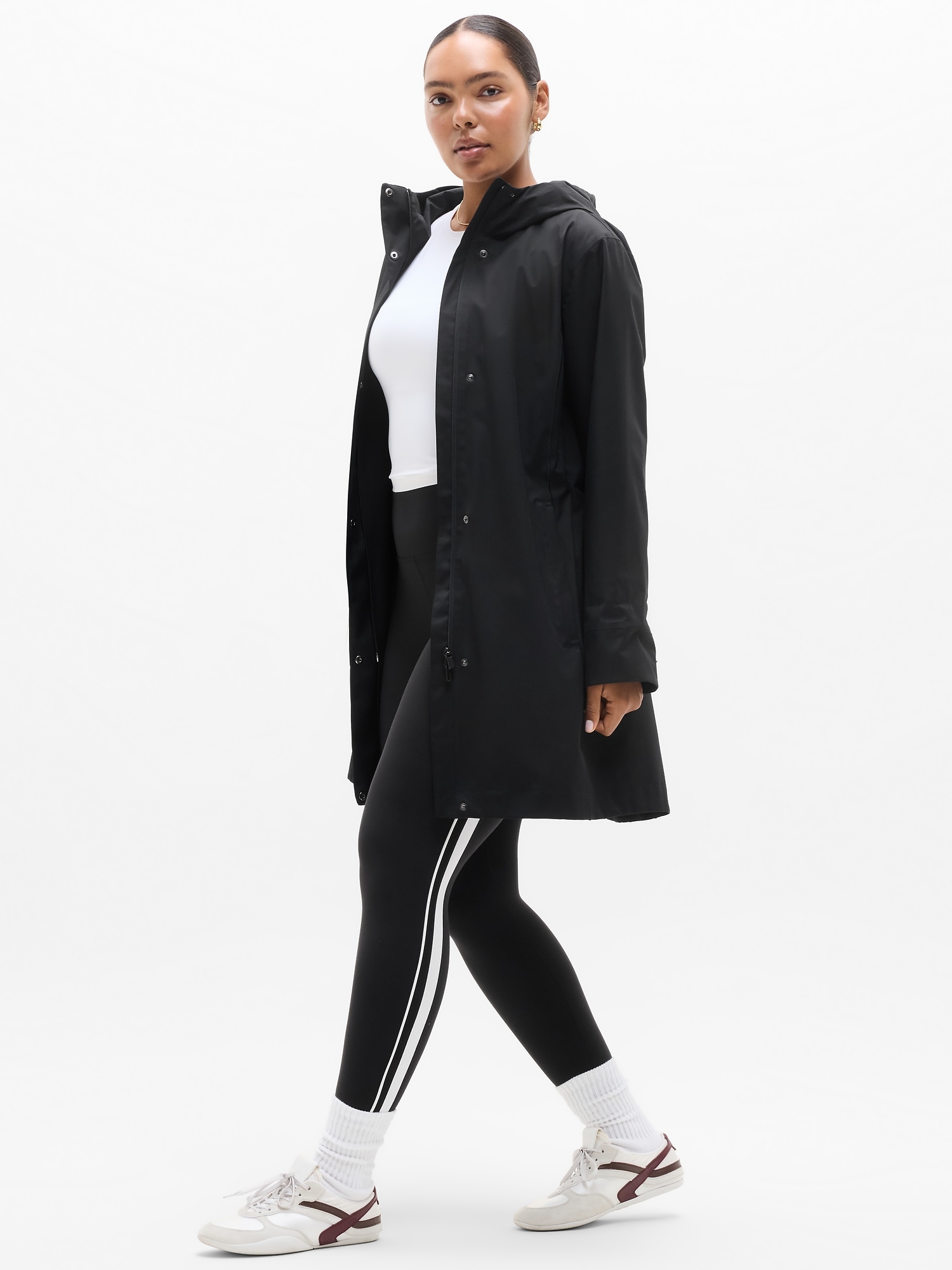 Женское пальто Athleta Rainout Ridge Long Trench, цвет: Чёрный