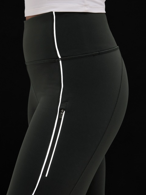 Rainier High Rise Reflective Stripe Legging - Elm/Reflective Stripe