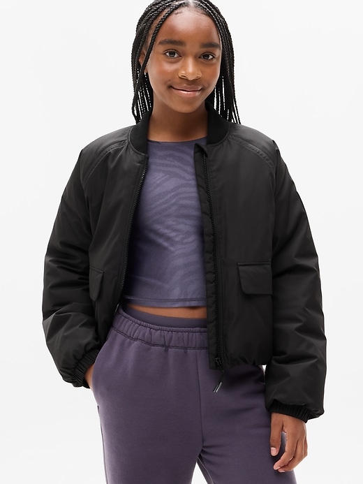 Image number 1 showing, Simone Biles Athleta Girl Bomber Puffer Jacket