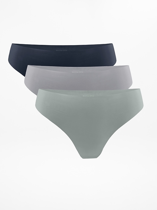 Image number 3 showing, Sleek Form No Show Thong Underwear 3-Pack