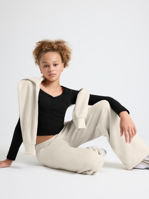 Image number 5 showing, Athleta Girl All Day Wide Leg Fleece Pant