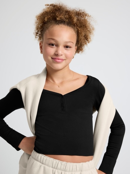 Image number 1 showing, Athleta Girl Rise Above Rib Henley Top