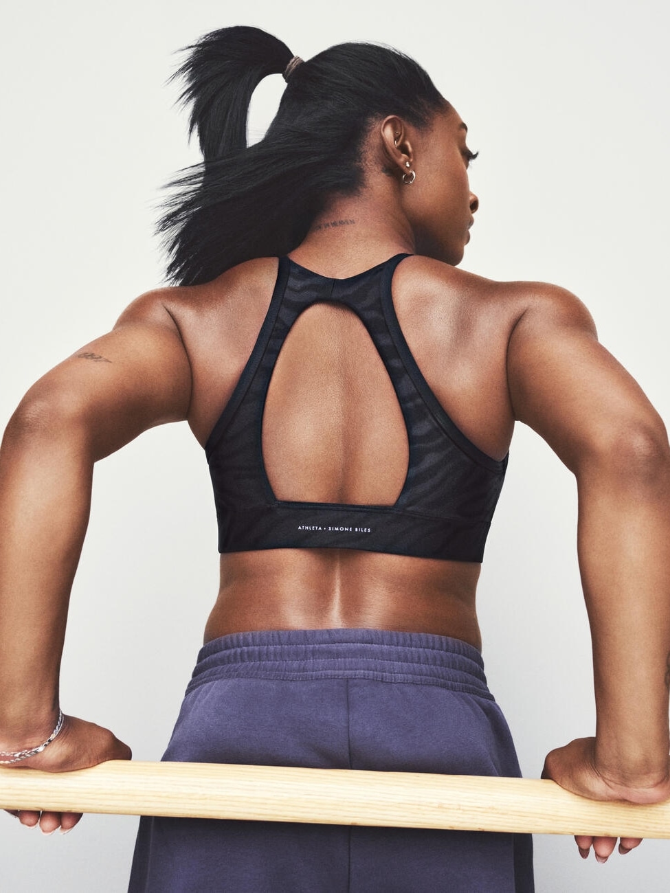 Athleta Simone Biles Shine High Neck Bra In Black