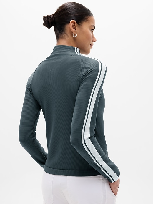Image number 2 showing, Renew Seamless Mock Neck Stripe Logo Top