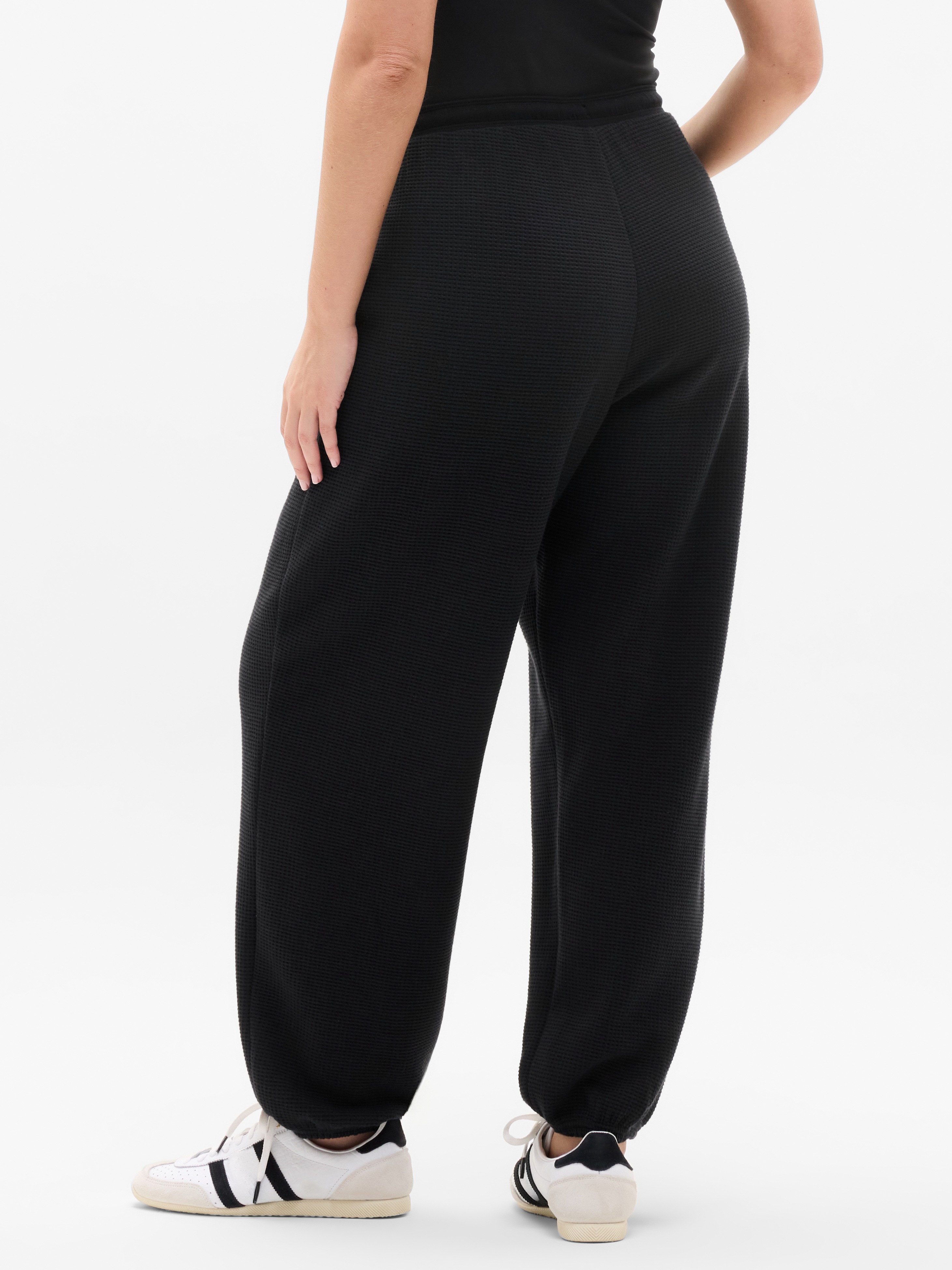Tranquil Mid Rise Waffle Jogger - Black - View 29