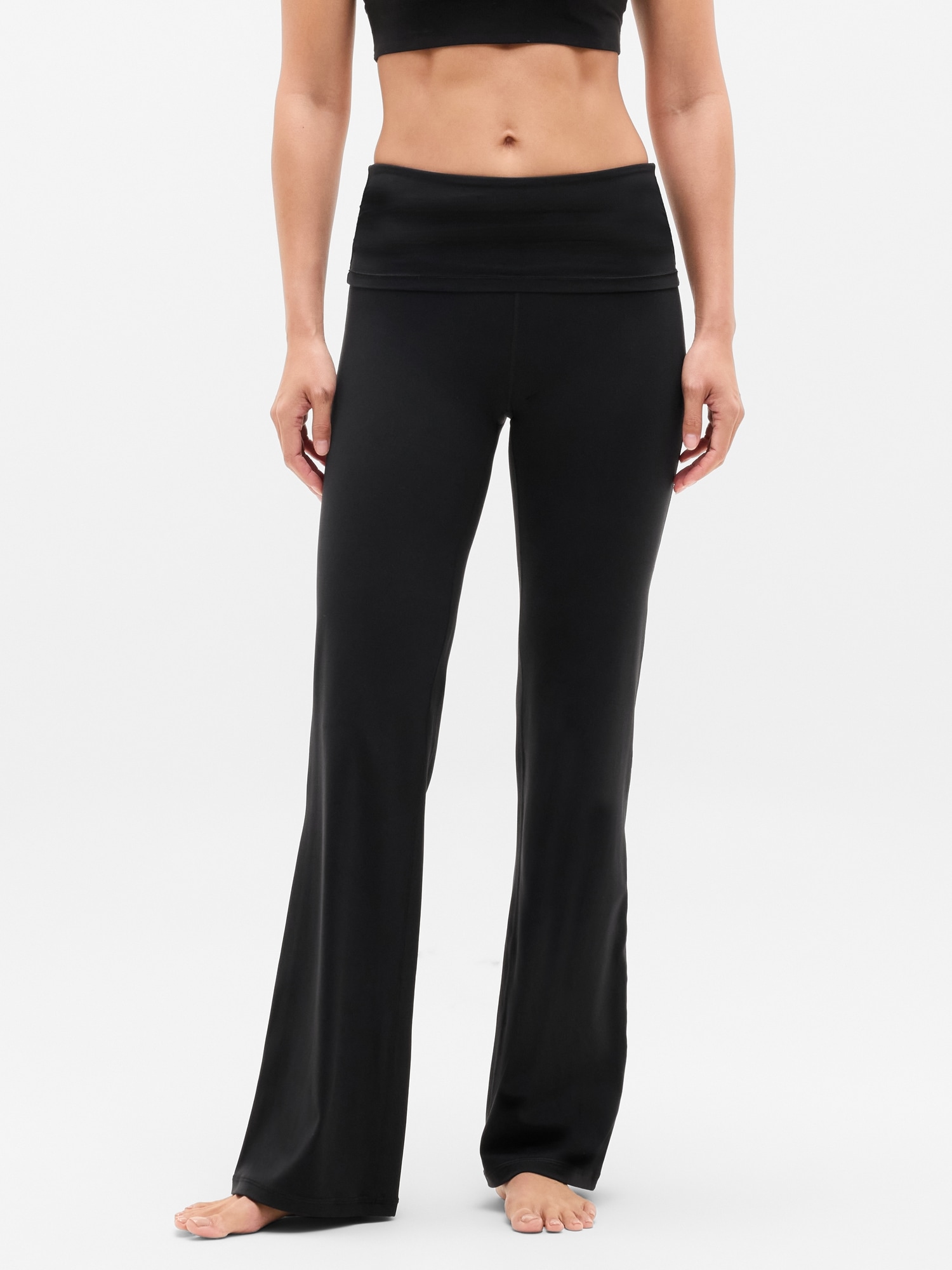 Athleta Transcend High Rise Fold Over Flare Legging In Black