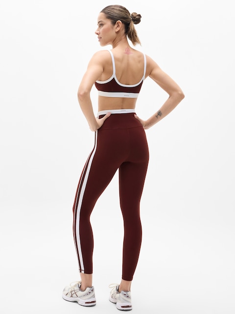 Elation Sport Stripe 7/8 Legging - Garnet/White