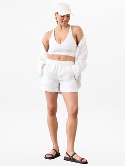 Retreat Linen Mid Rise 4" Short - White - image 2