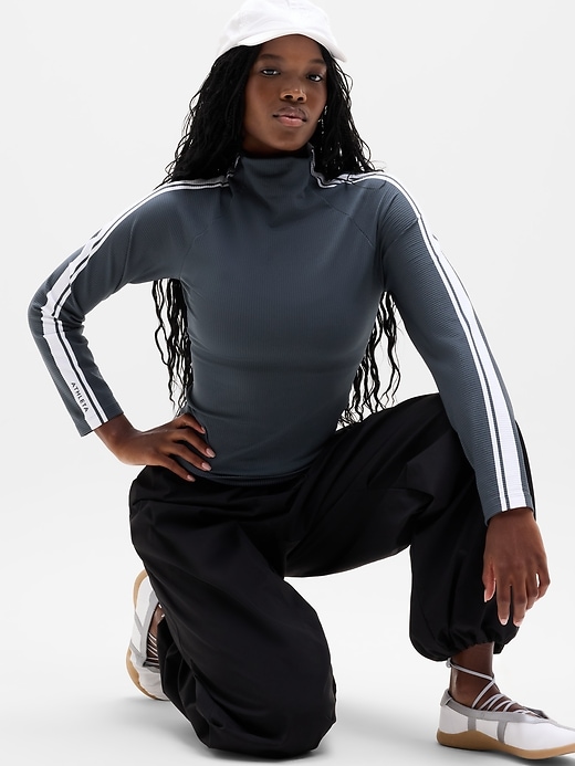 Image number 5 showing, Renew Seamless Mock Neck Stripe Logo Top