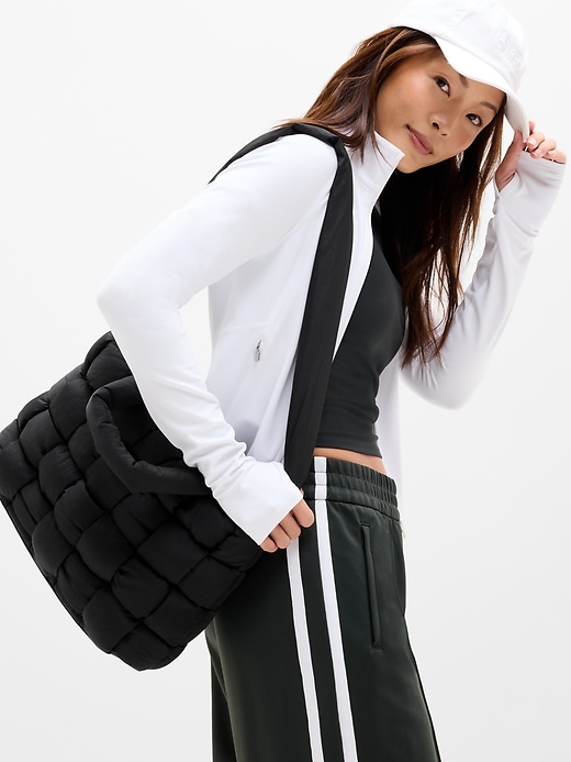 Image number 1 showing, Woven Square Puff Tote