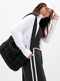 Image number 1 showing, Woven Square Puff Tote