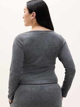 Athleta Sunday Rib Cardigan - Gray (Dark Grey Heather)