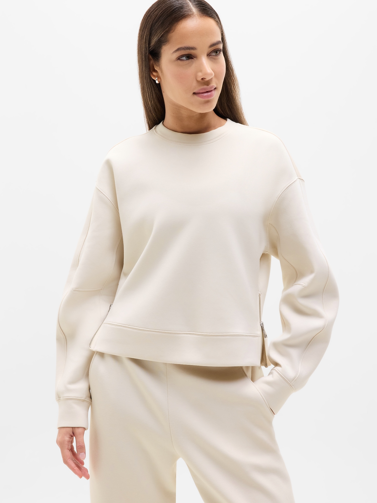 Athleta Form Knit Crew Sweatshirt In Brown