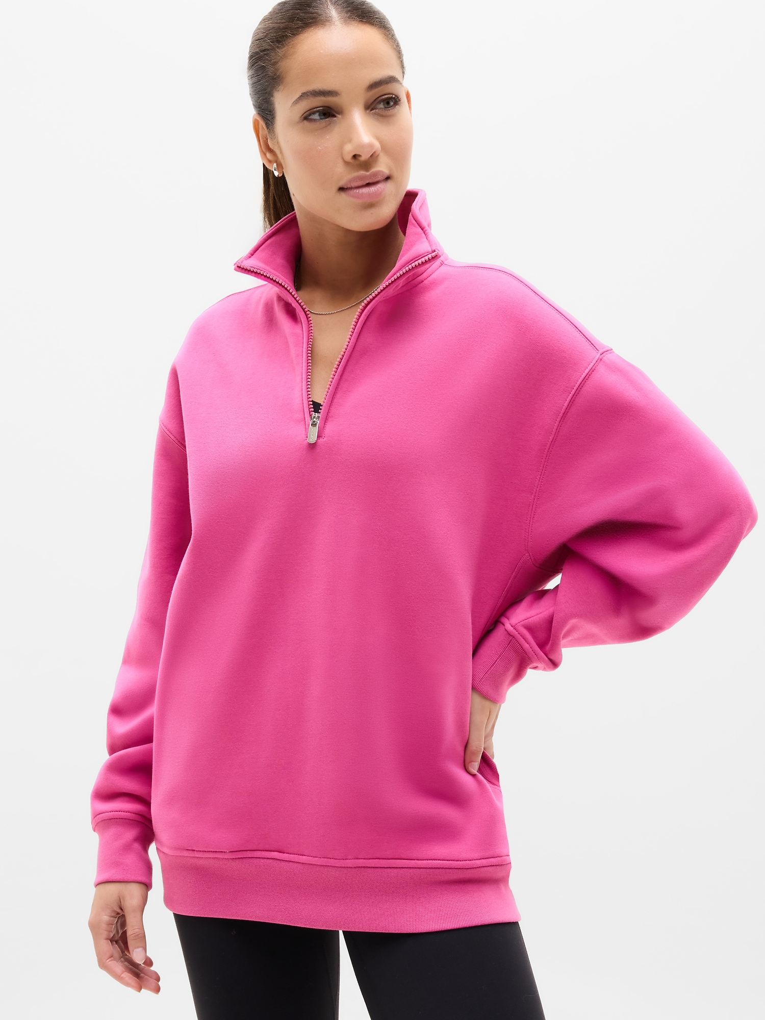 Forever Fleece 1/4 Zip Sweatshirt - Pink