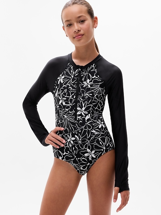 Image number 1 showing, Athleta Girl Rashguard One Piece Swimsuit