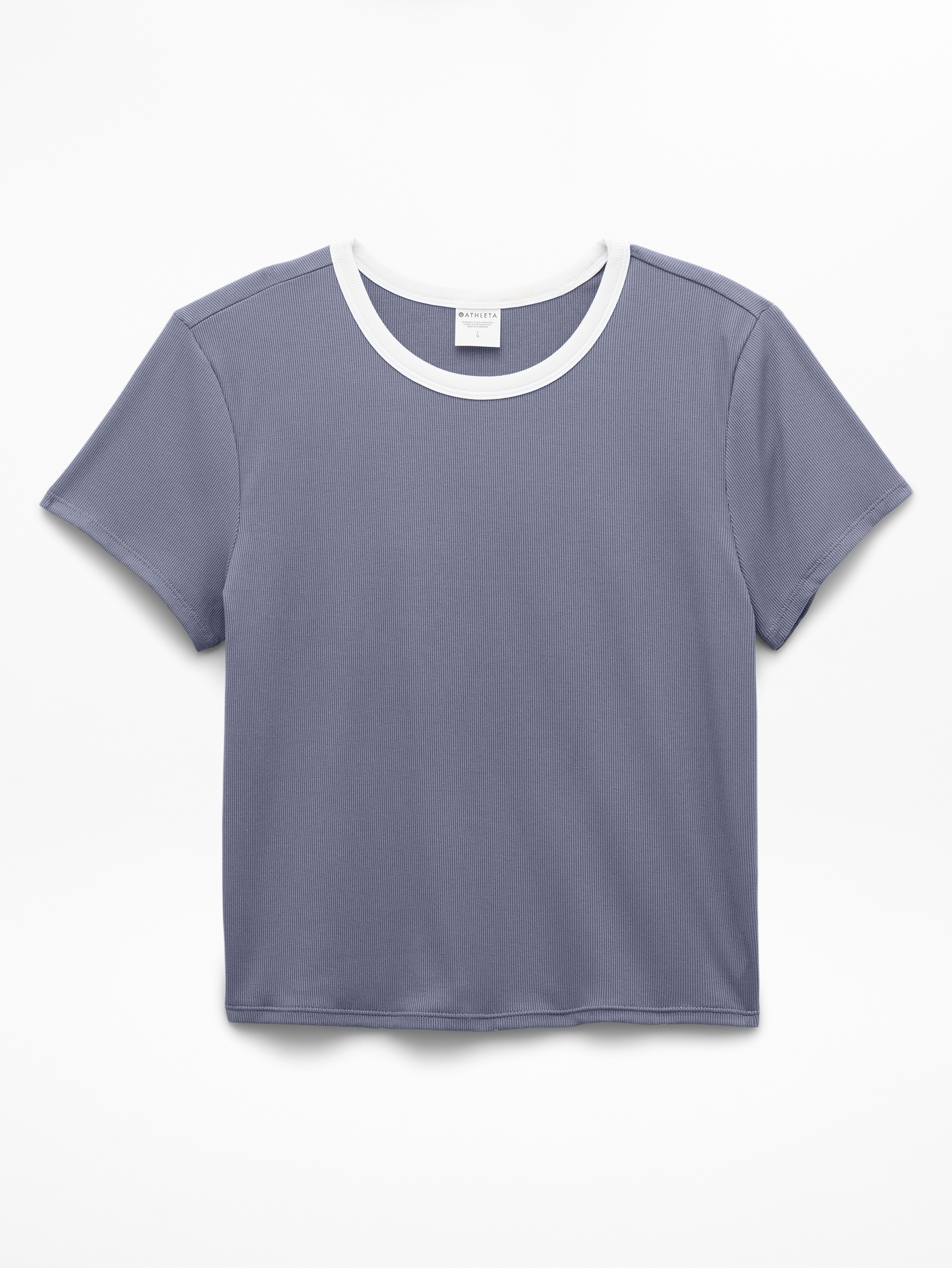 Athleta Signature Rib Crop Tee - Gray (Slate/Bright White)