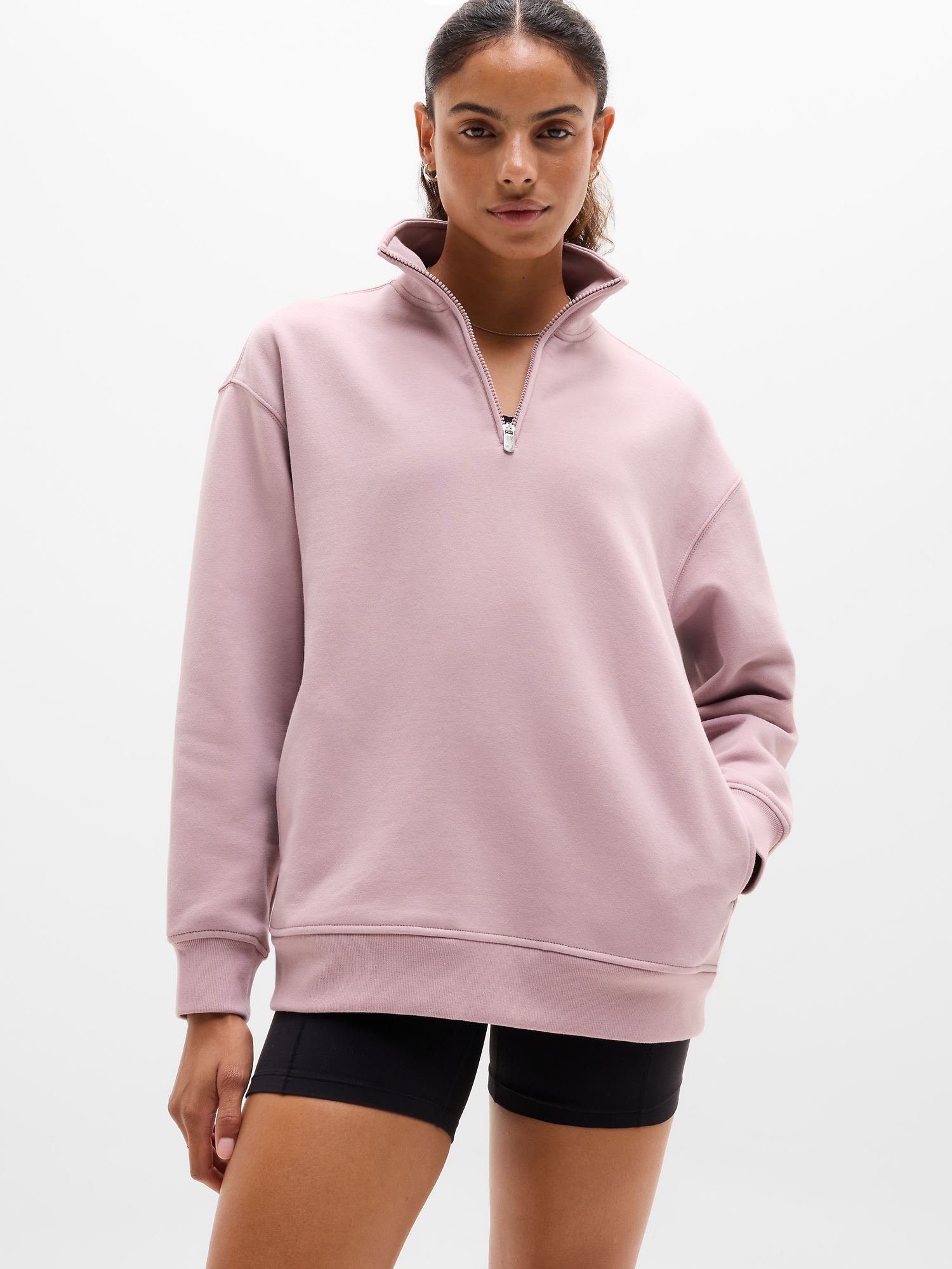 Forever Fleece 1/4 Zip Sweatshirt - Pink