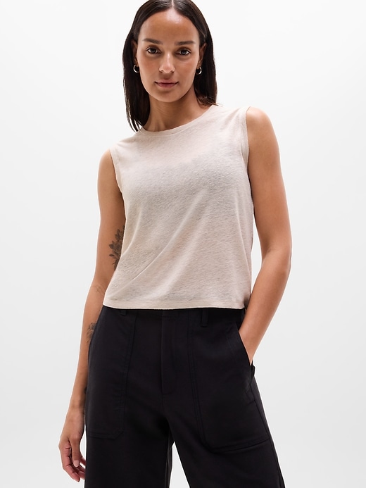 Image number 1 showing, Getaway Linen Blend Muscle Tank