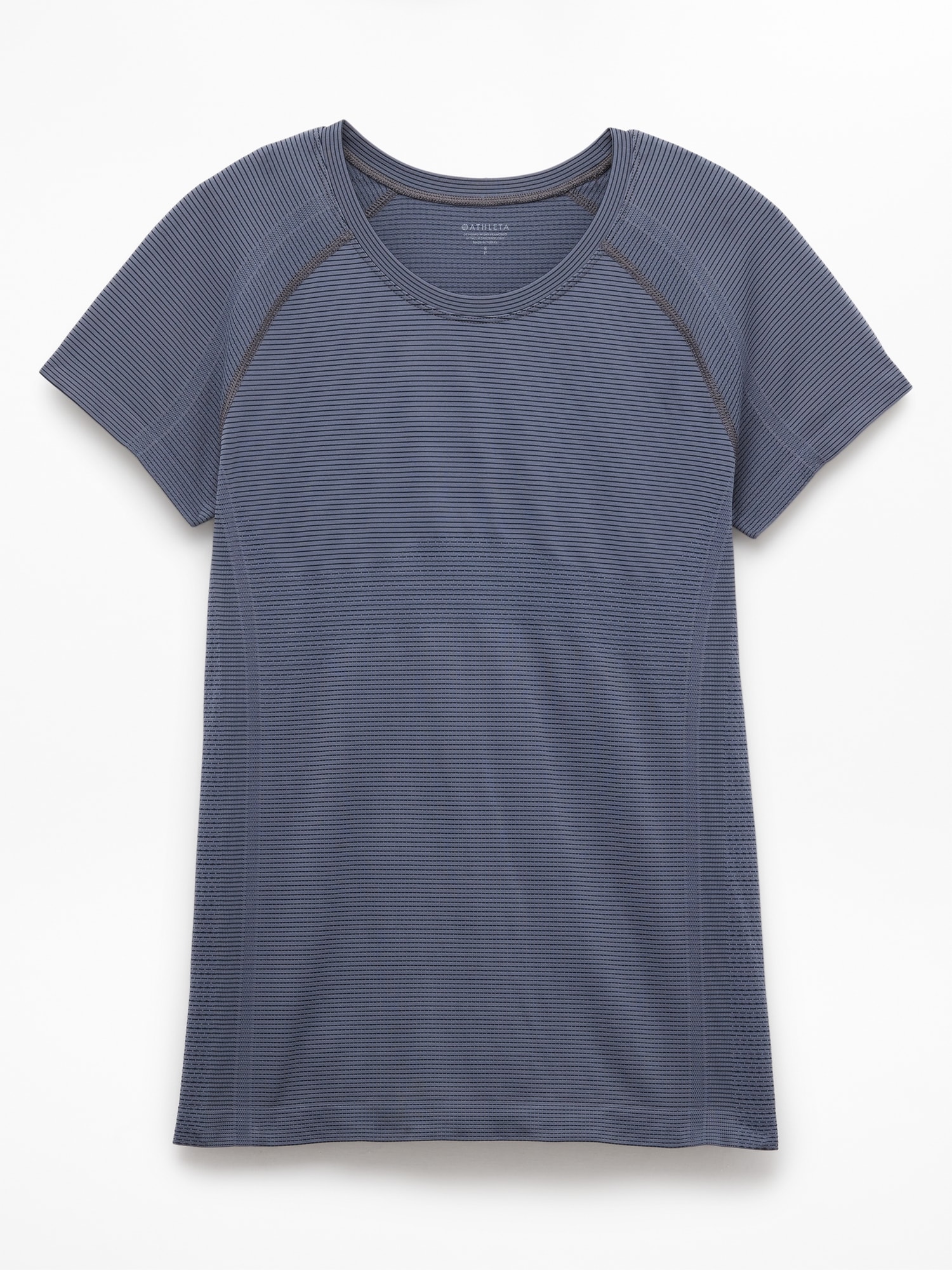 Athleta Momentum Flex Tee - Gray (Slate Mini Stripe)