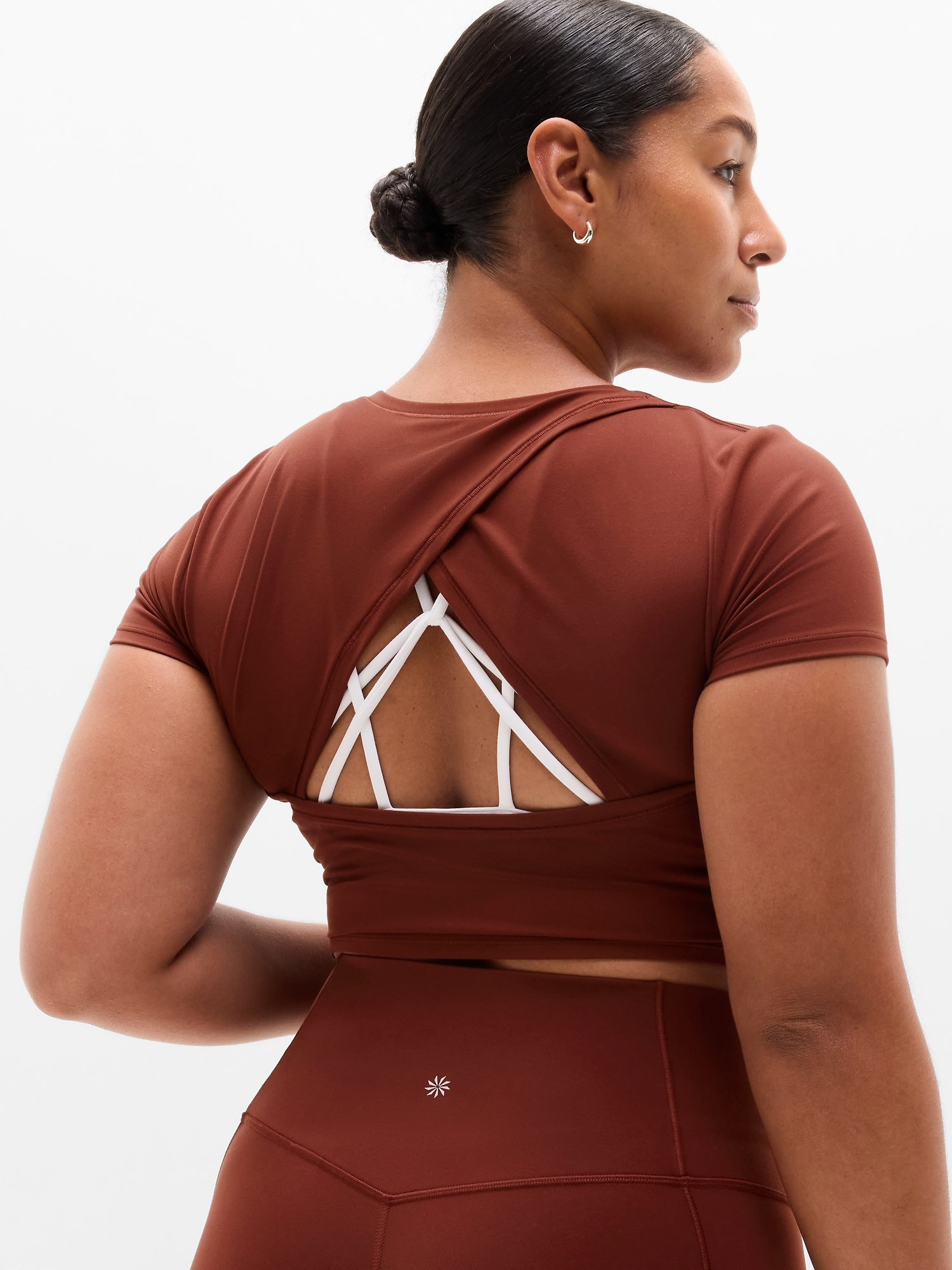 Athleta Transcend Open Back Tee - Orange (Cinnamon)
