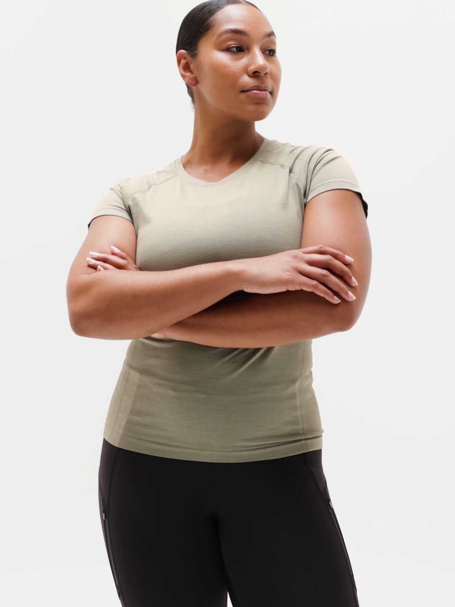 Athleta Momentum Flex Tee - Green (Willow Heather)