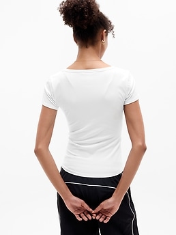 Signature Rib Scoop Tee - White - image 3