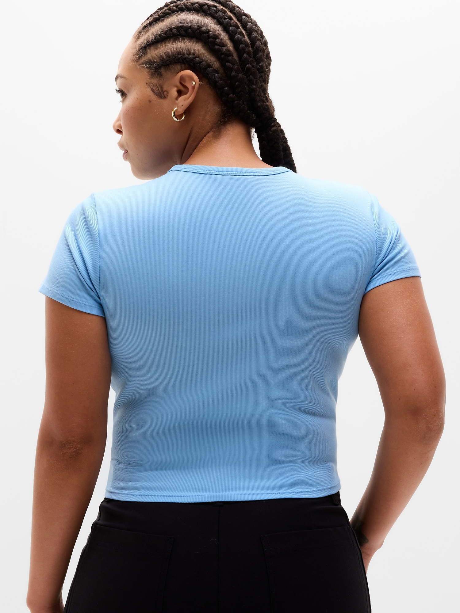 Athleta Signature Rib Crop Tee - Blue (Breeze)