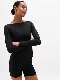 Athleta Bodymove Scoop Back Top - Black (Black)
