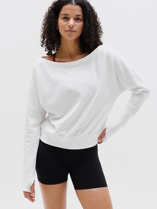 Airy Cotton Terry Boat Neck Sweatshirt | Athleta