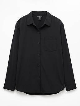 Athleta Midday Relaxed Poplin Shirt - Black (Black)