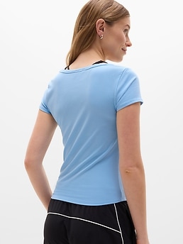 Signature Rib Scoop Tee - Blue - image 3