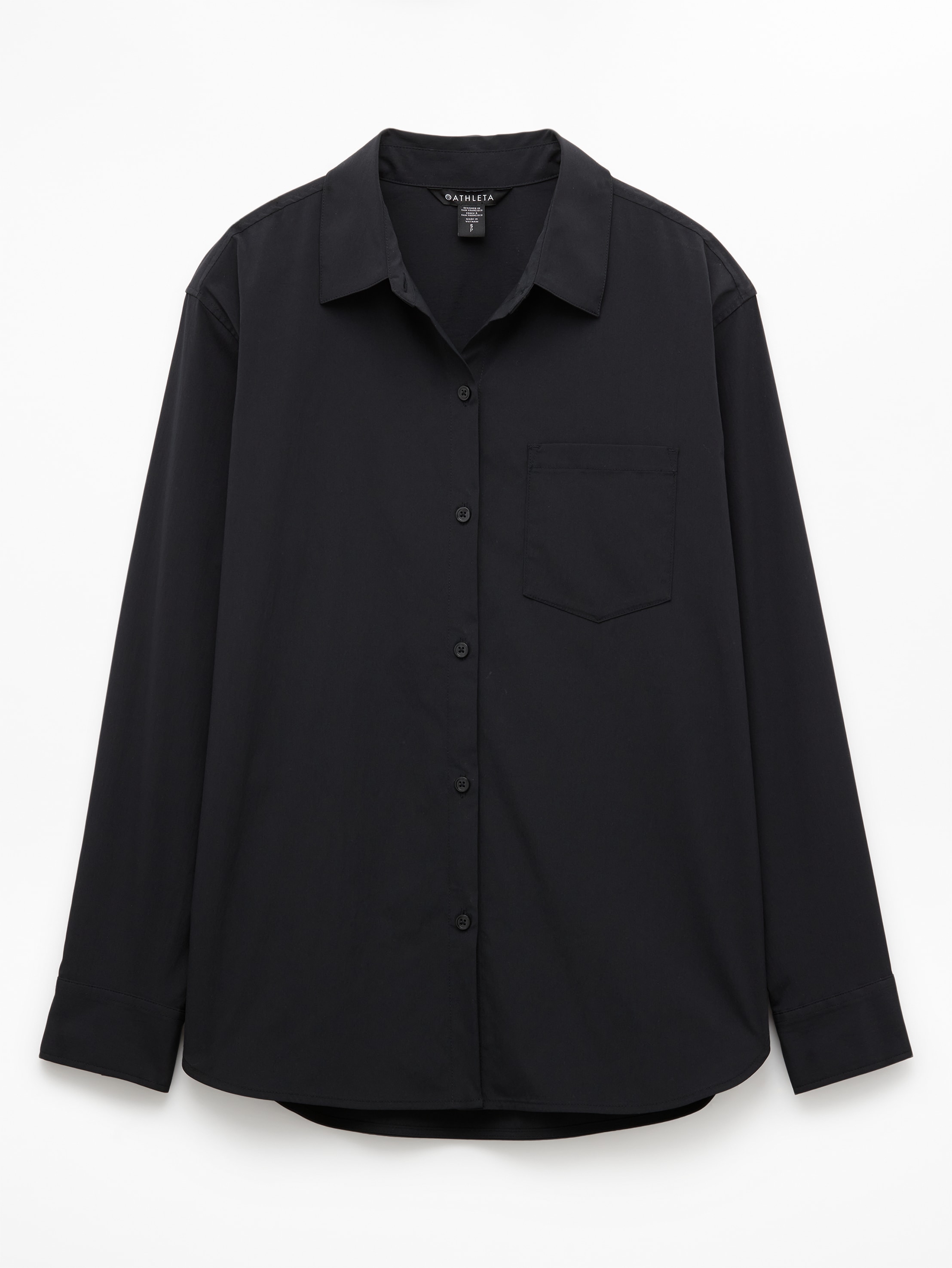 Athleta Midday Relaxed Poplin Shirt - Black (Black)