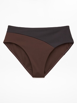 Athleta High Waist Cheeky Swim Bottom - Brown (Woodland/Black)
