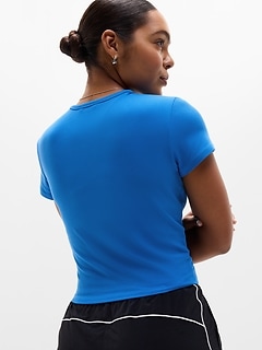 Athleta Signature Rib Crop Tee - Blue (Breaker)