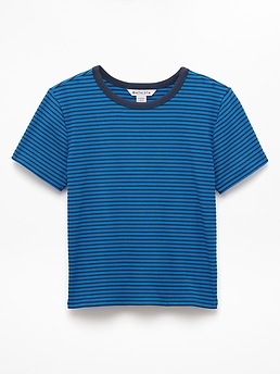 Athleta Signature Rib Crop Tee - Blue (Martina Breaker Stripe)