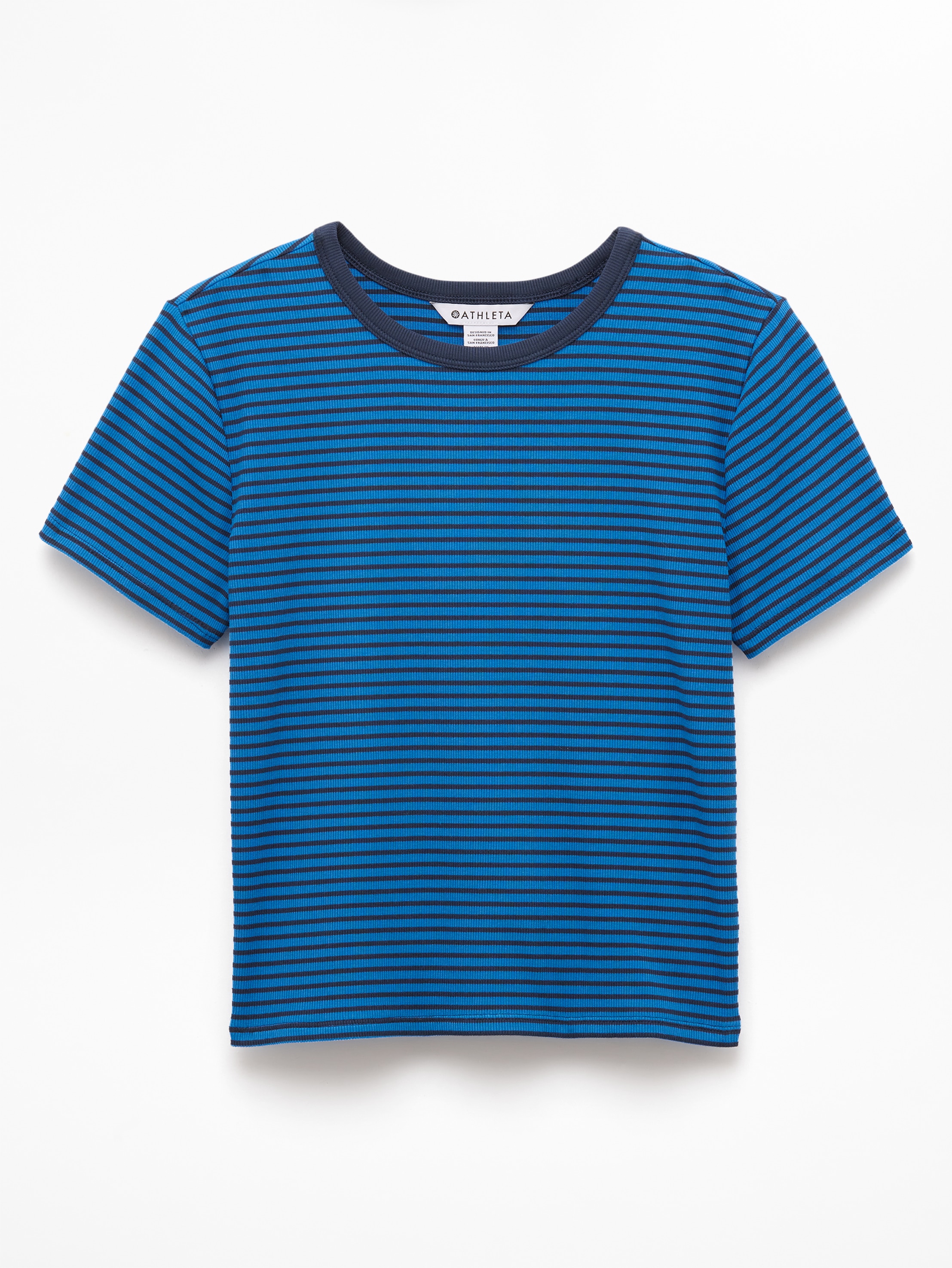 Athleta Signature Rib Crop Tee - Blue (Martina Breaker Stripe)