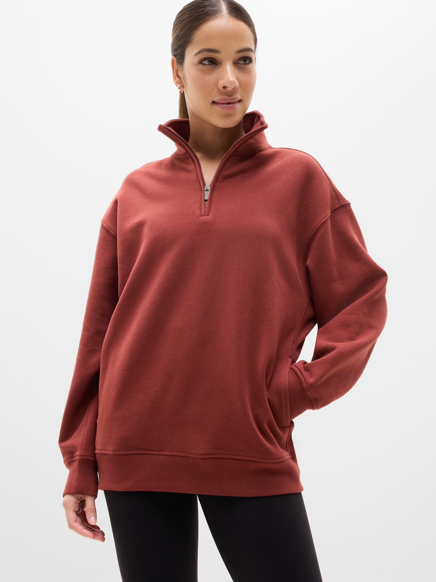 Forever Fleece 1/4 Zip Sweatshirt - Orange