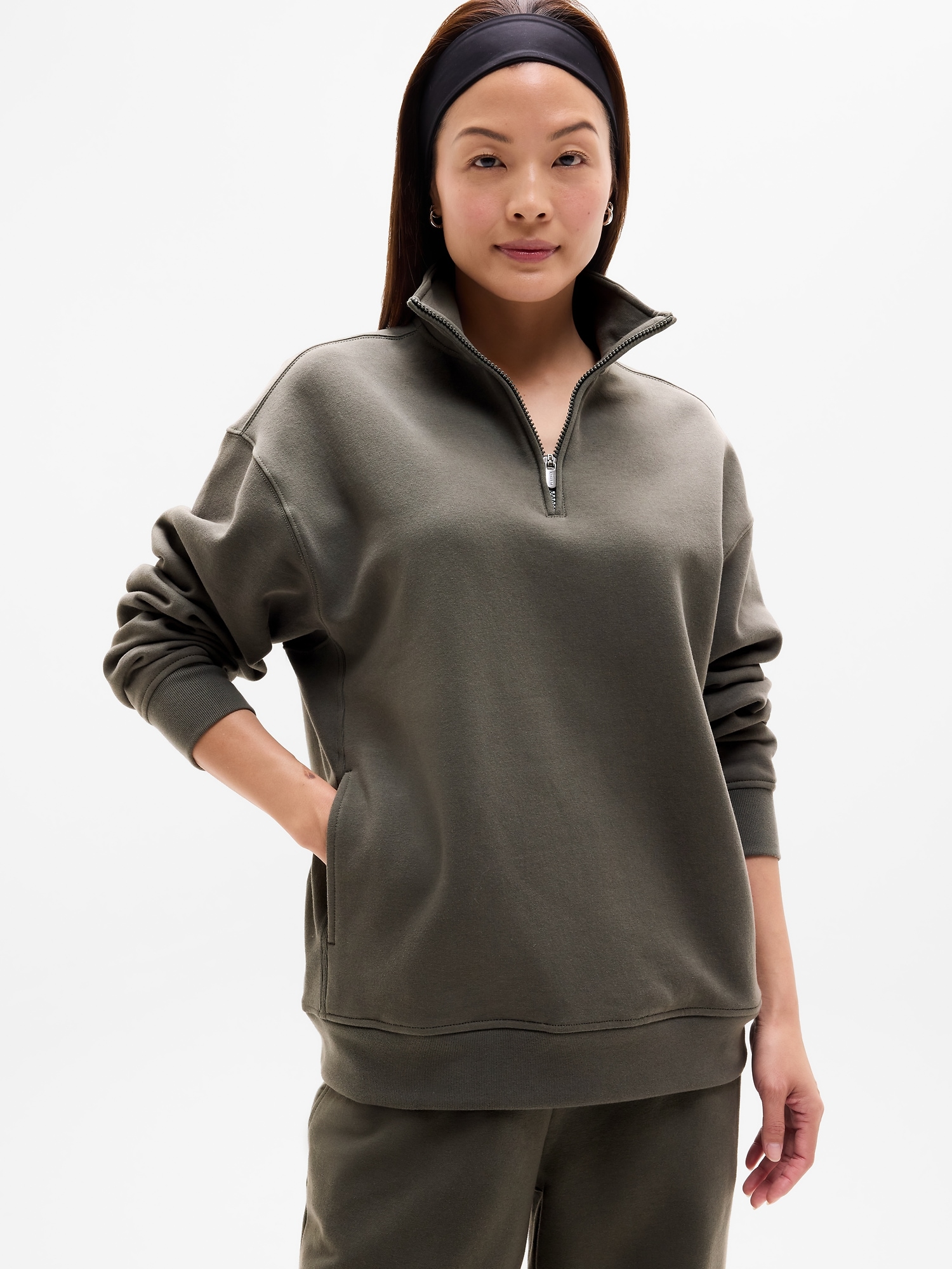 Forever Fleece 1/4 Zip Sweatshirt - Green
