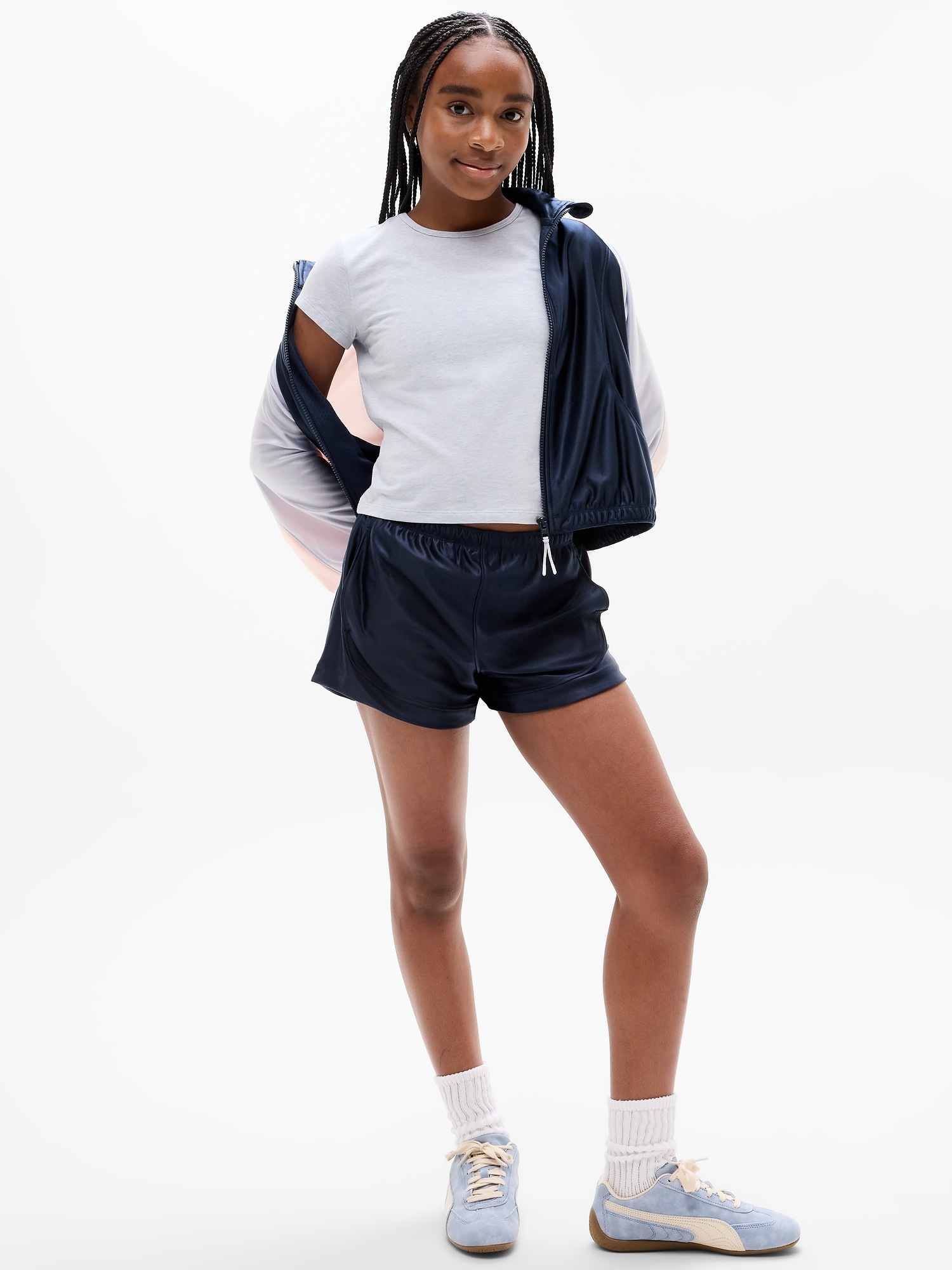 Футболка Athleta Right Moves Core для девочек, цвет: Синий меланжевый — фото 2